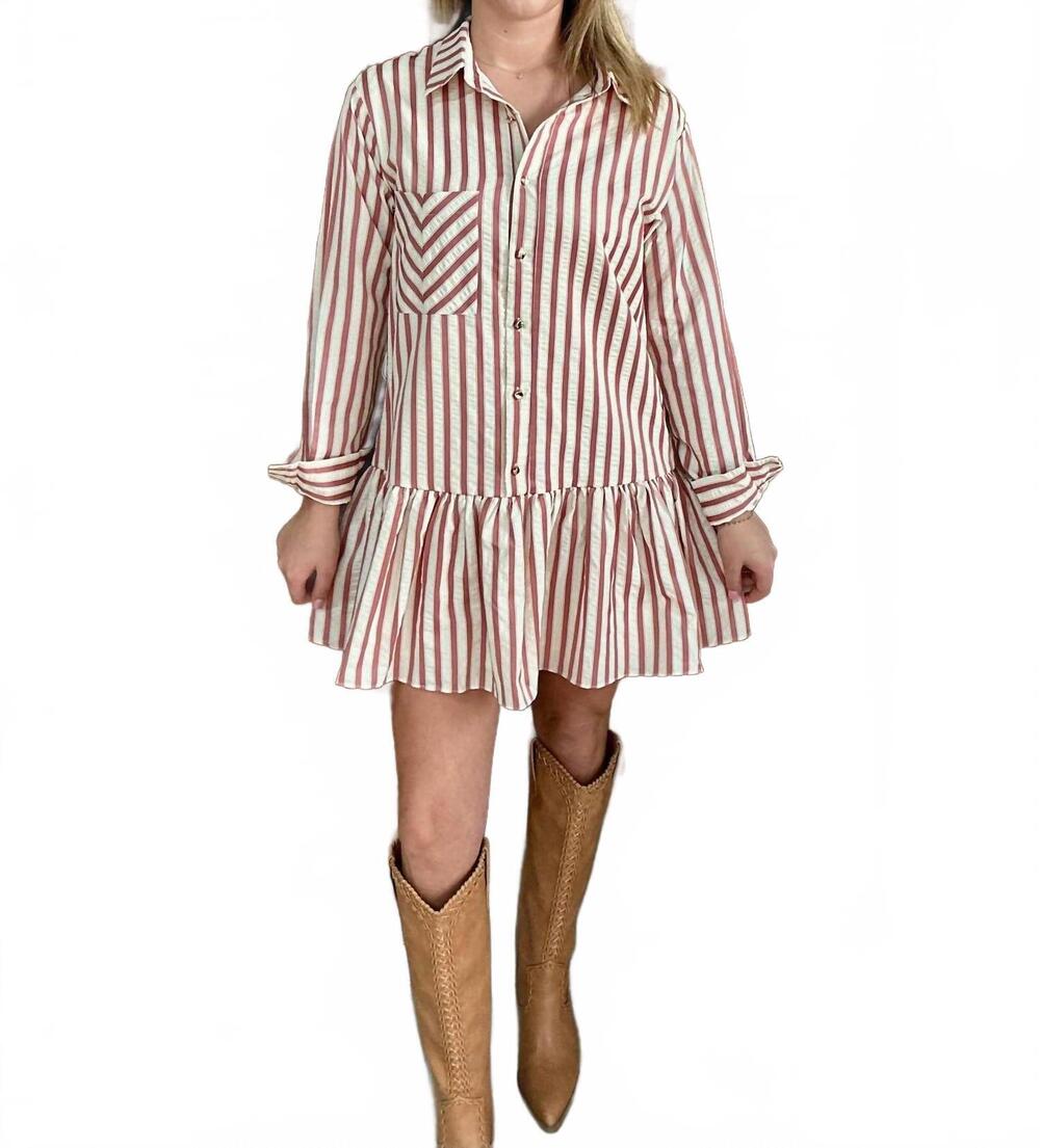 NEW STRUT & BOLT sundown striped dress in rust